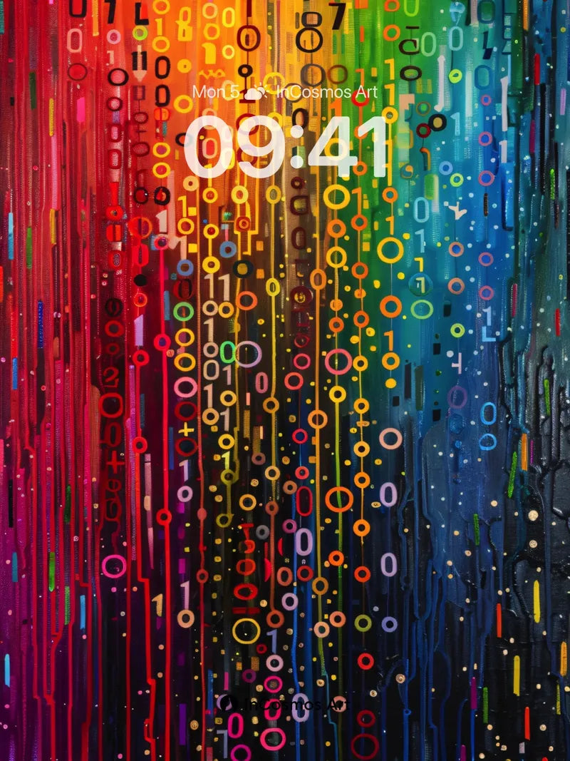 Neon Datastream Wallpaper with Digital Rain