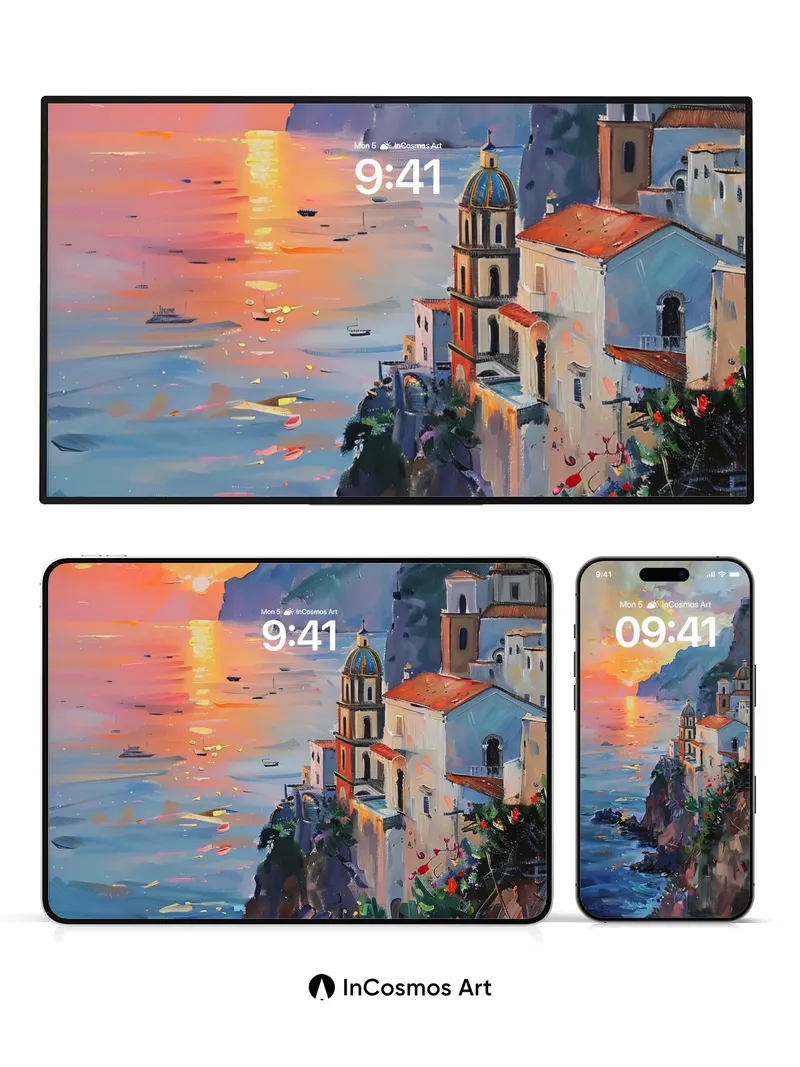 Sunset Hush Wallpaper with Cliffside Whispers