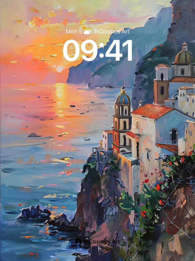 Sunset Hush Wallpaper with Cliffside Whispers