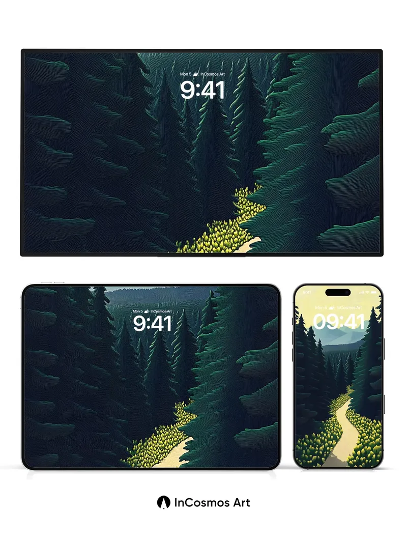 Serenity Trail Wallpaper with Whispering Pines