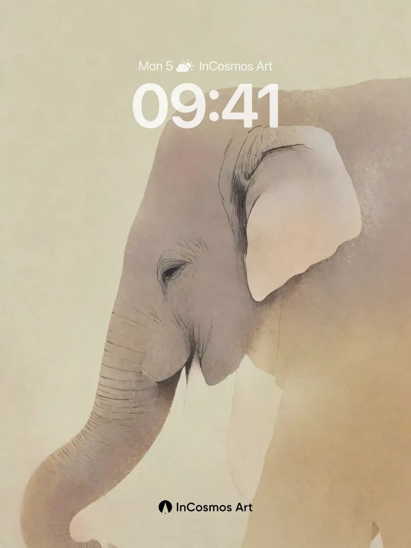 Serenity Elephant Wallpaper in Misty Hues
