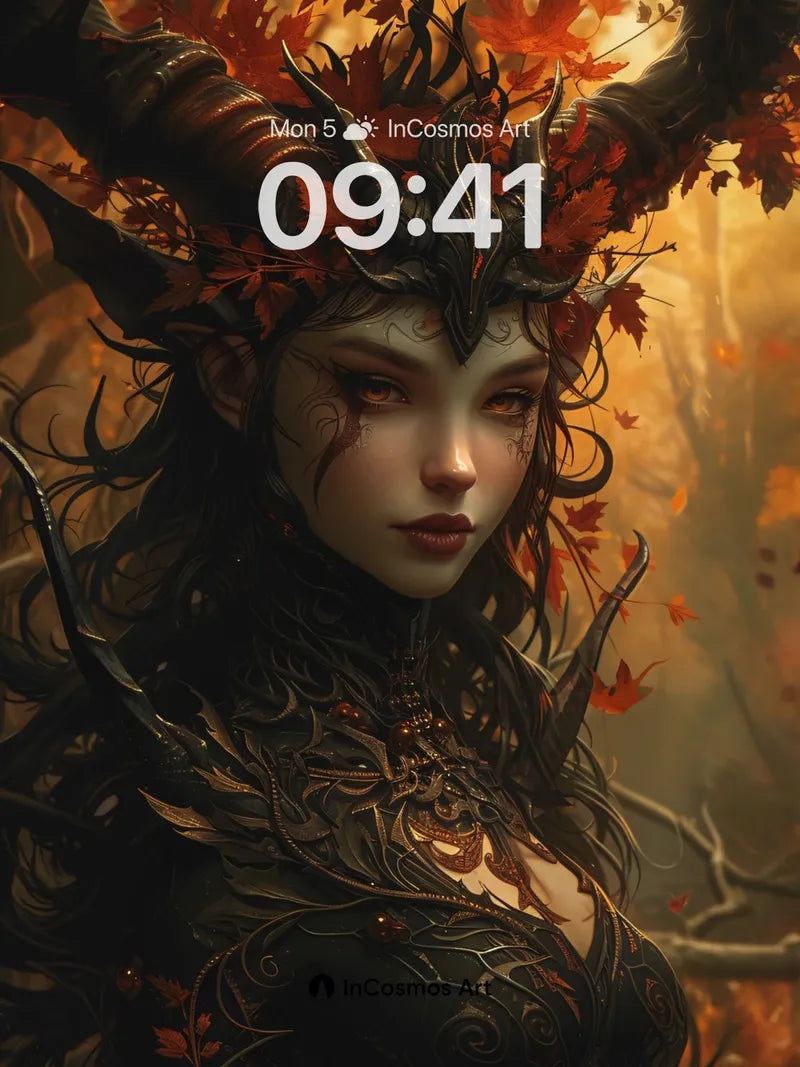 Autumn Veil Wallpaper with Horned Majesty