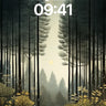 Misty Pine Silence Wallpaper with Floating Light wallpaper for iPhone, iPad & Mac
