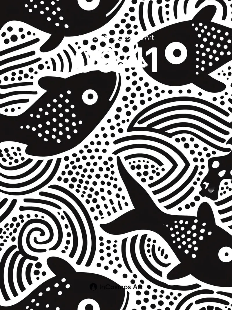 Swirling Fish Wallpaper with Polka Dot Patterns