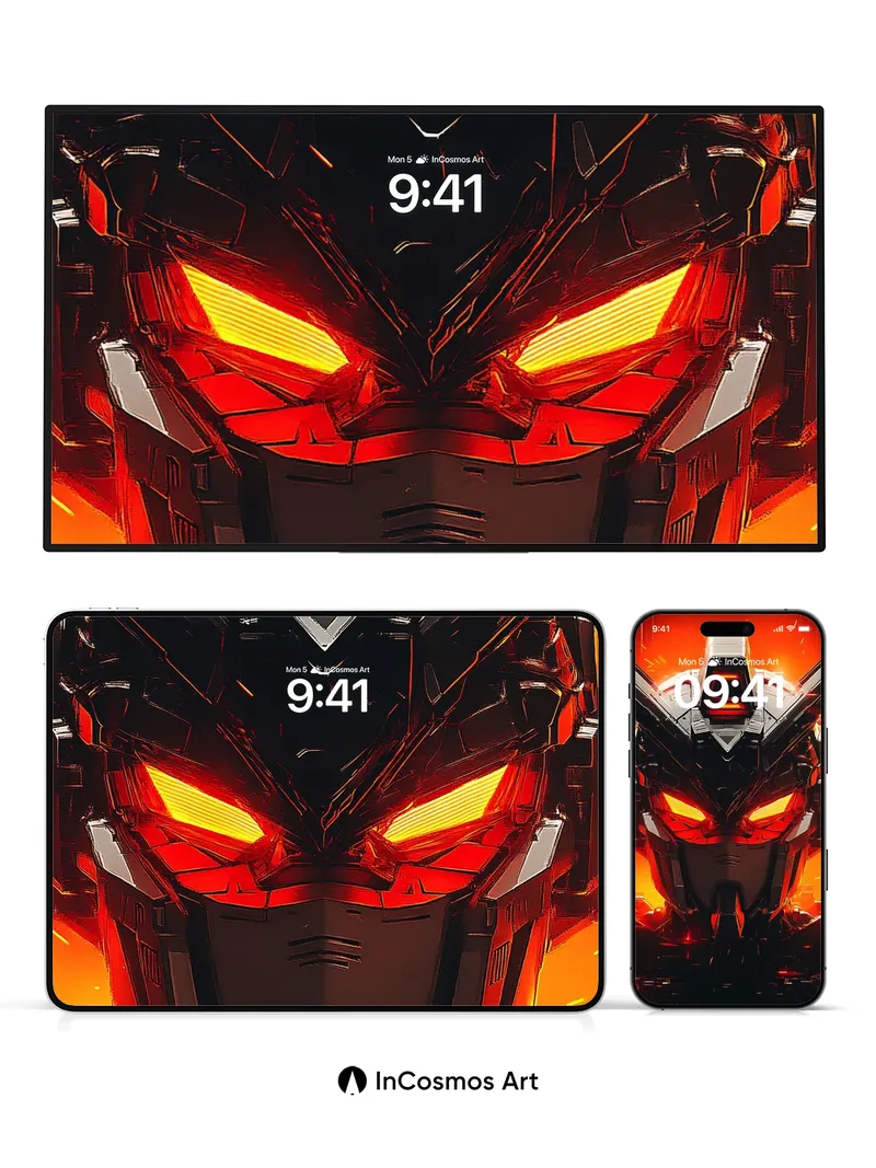 Futurist Titan Wallpaper with Glowing Eyes