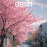 Serenity Cherry Path Wallpaper with Reflective Water wallpaper for iPhone, iPad & Mac