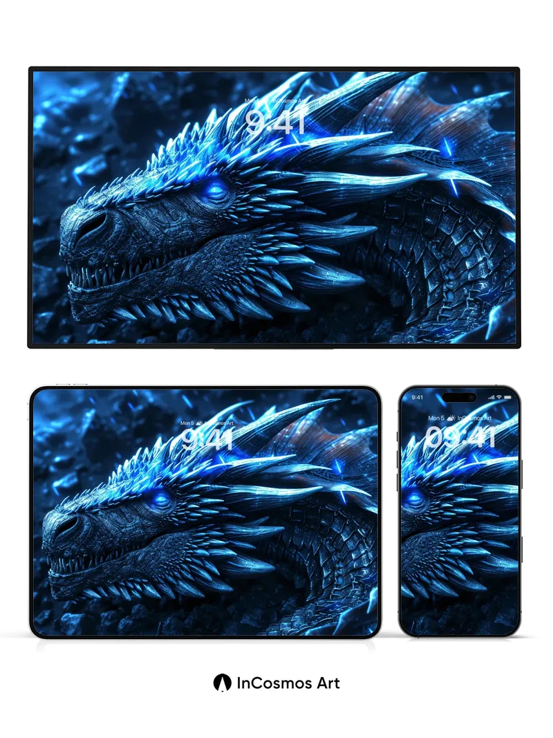 Frostbound Serpent Wallpaper with Electric Scales