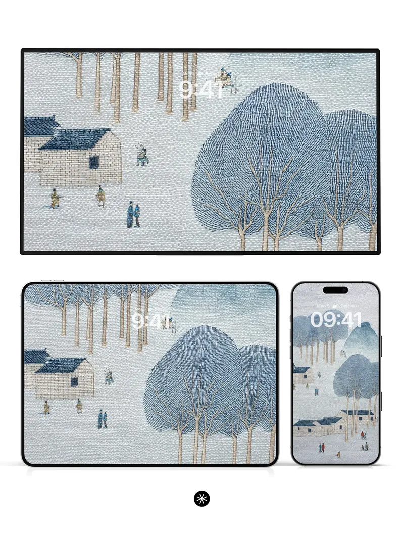Winter Village Serenity Wallpaper