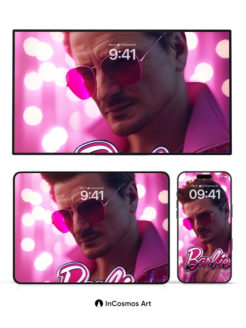 Neon Mirage Wallpaper with Pink Lens Glow