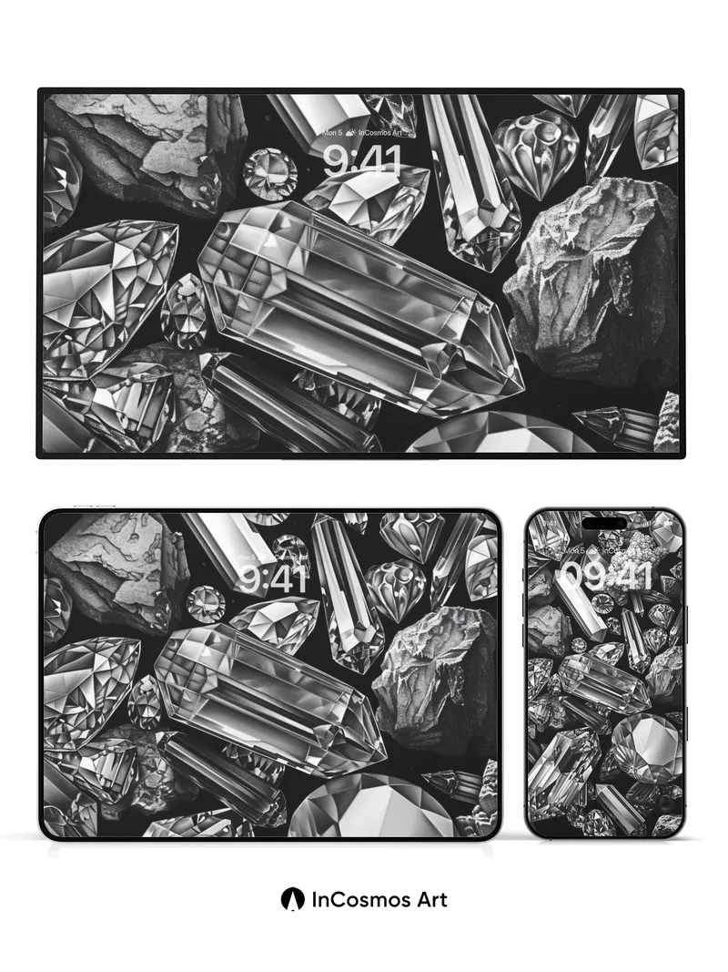 Crystal Lattice Wallpaper with Shimmering Facets