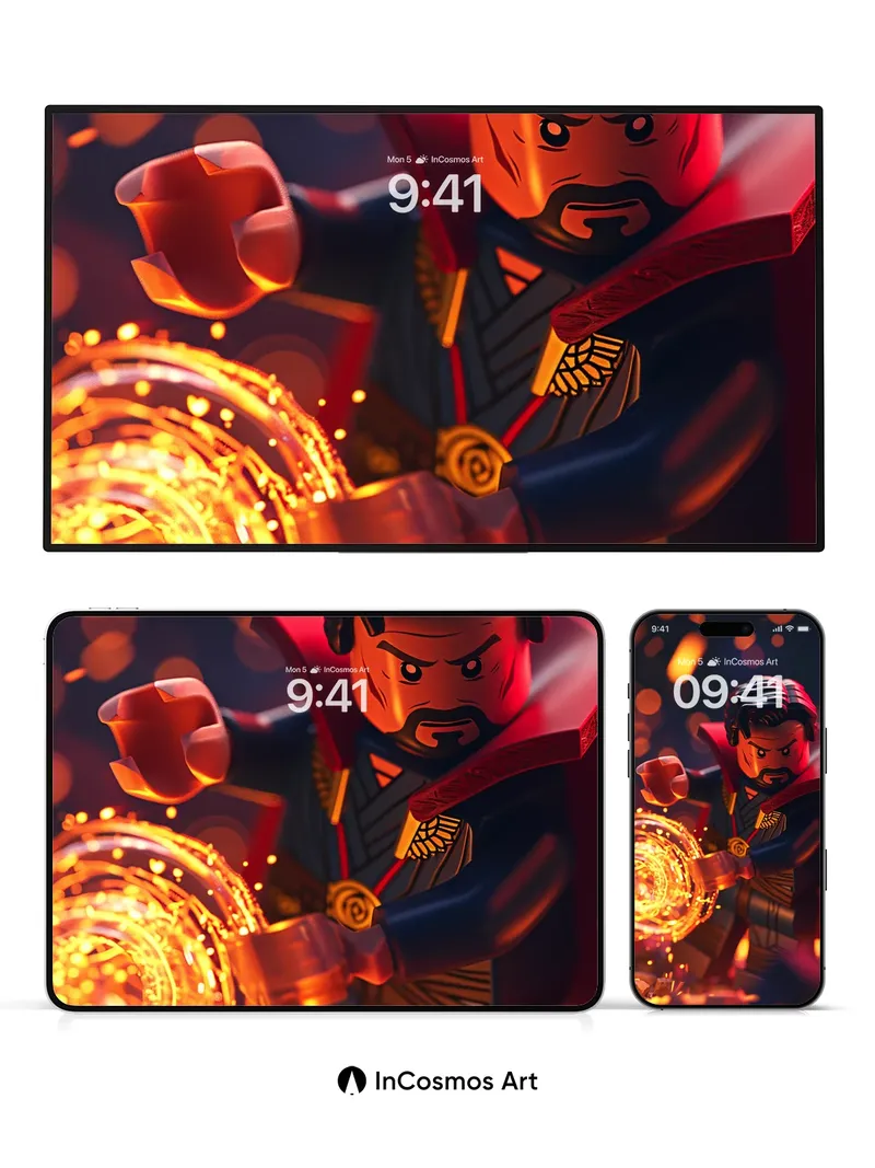 Fiery Sorcerer Wallpaper with Cosmic Energy