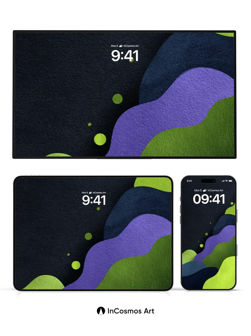 Velvet Wave Wallpaper with Floating Dots