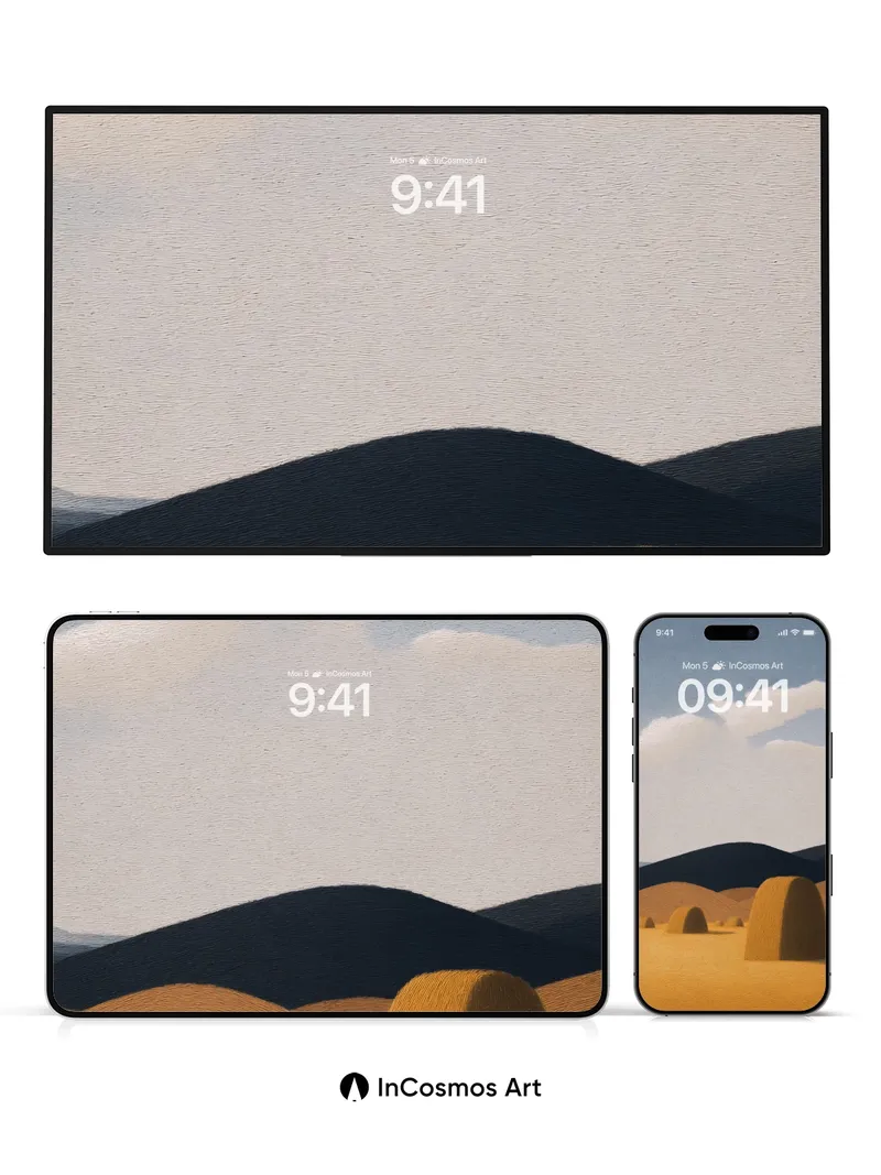 Golden Hush Wallpaper with Distant Hills