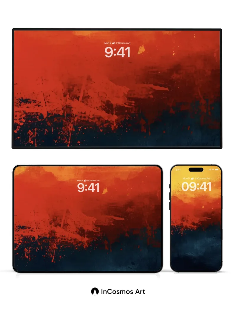 Fiery Horizon Wallpaper with Ashen Depths