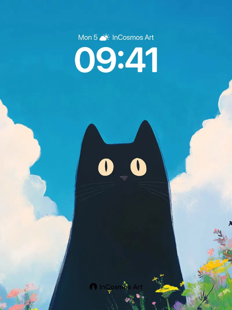 Surreal Silhouette Wallpaper with Flowered Field