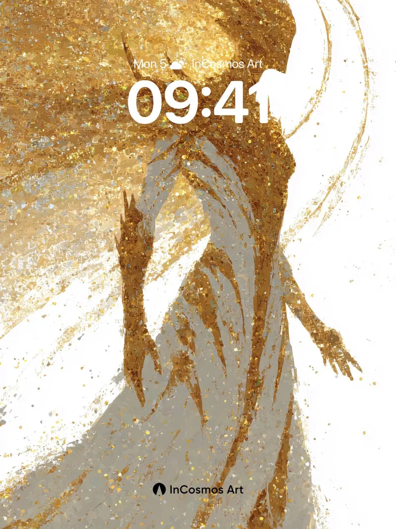 Golden Halo Wallpaper with Ethereal Silhouette