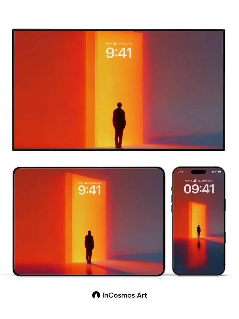 Surreal Silhouette Wallpaper with Glowing Portal