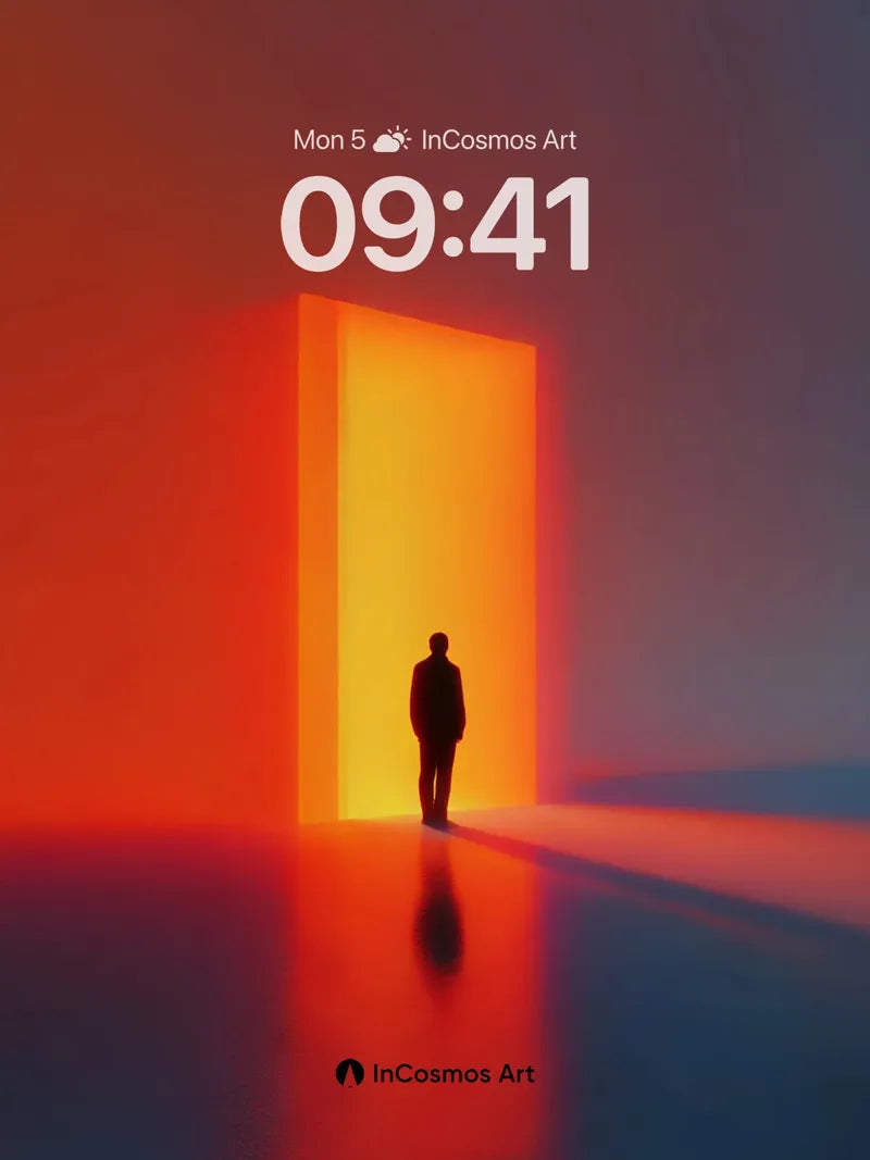 Surreal Silhouette Wallpaper with Glowing Portal