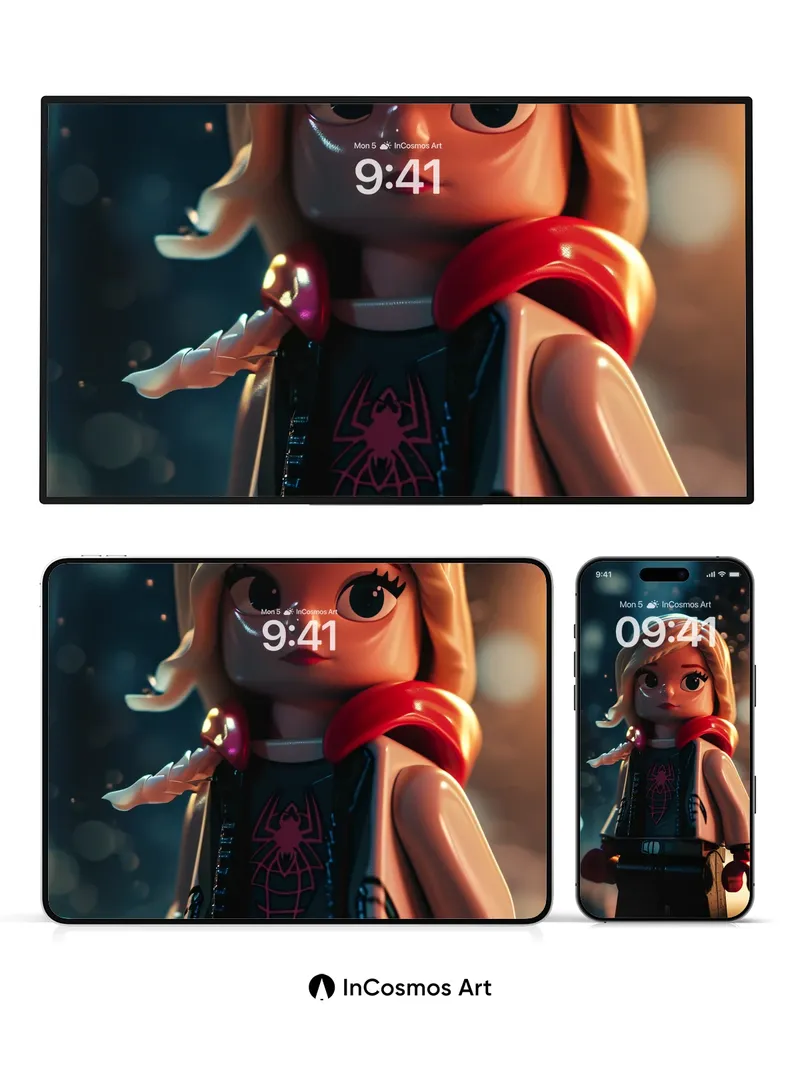 Neon Glow Wallpaper with Lego Heroine