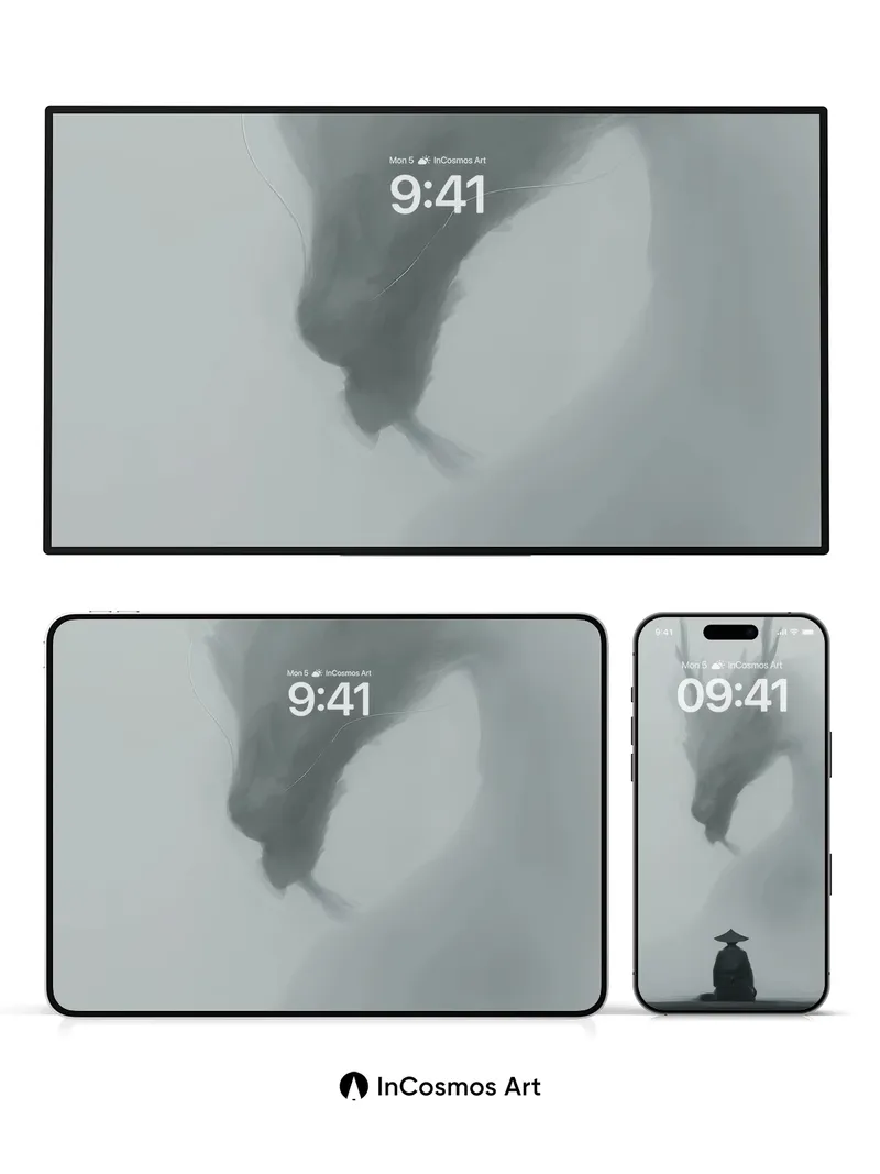 Serenity Dragon Wallpaper with Misty Silhouette