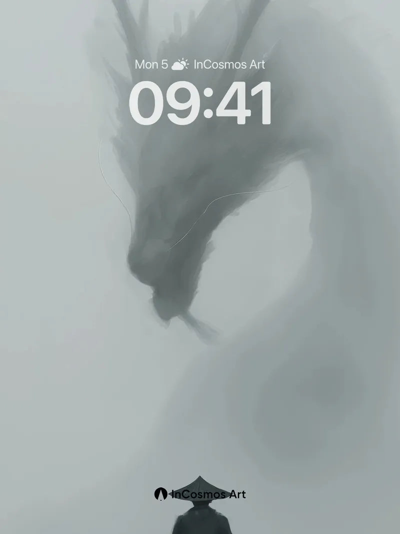 Serenity Dragon Wallpaper with Misty Silhouette
