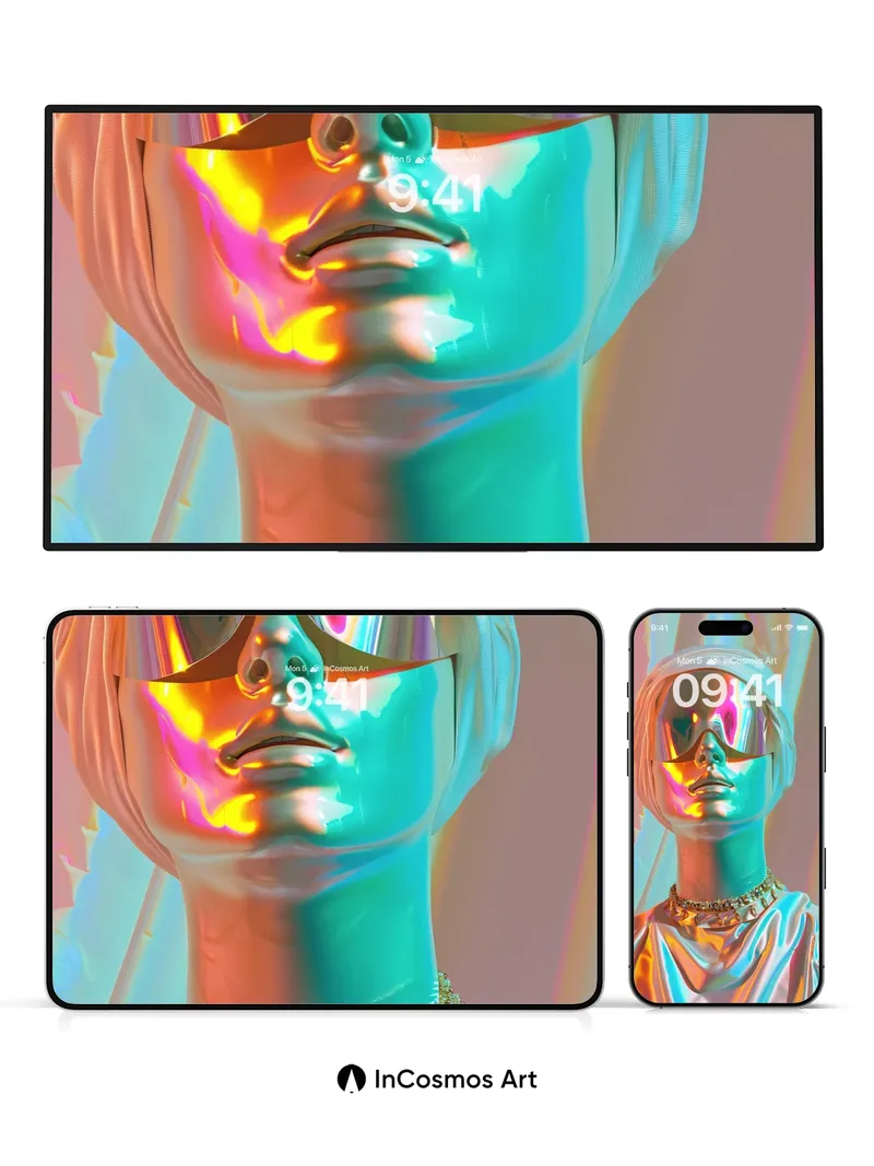 Prismatic Mirage Wallpaper with Liquid Light