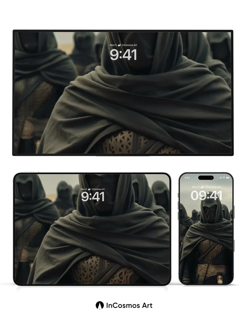 Shadowed Sentinel Wallpaper with Engraved Armor