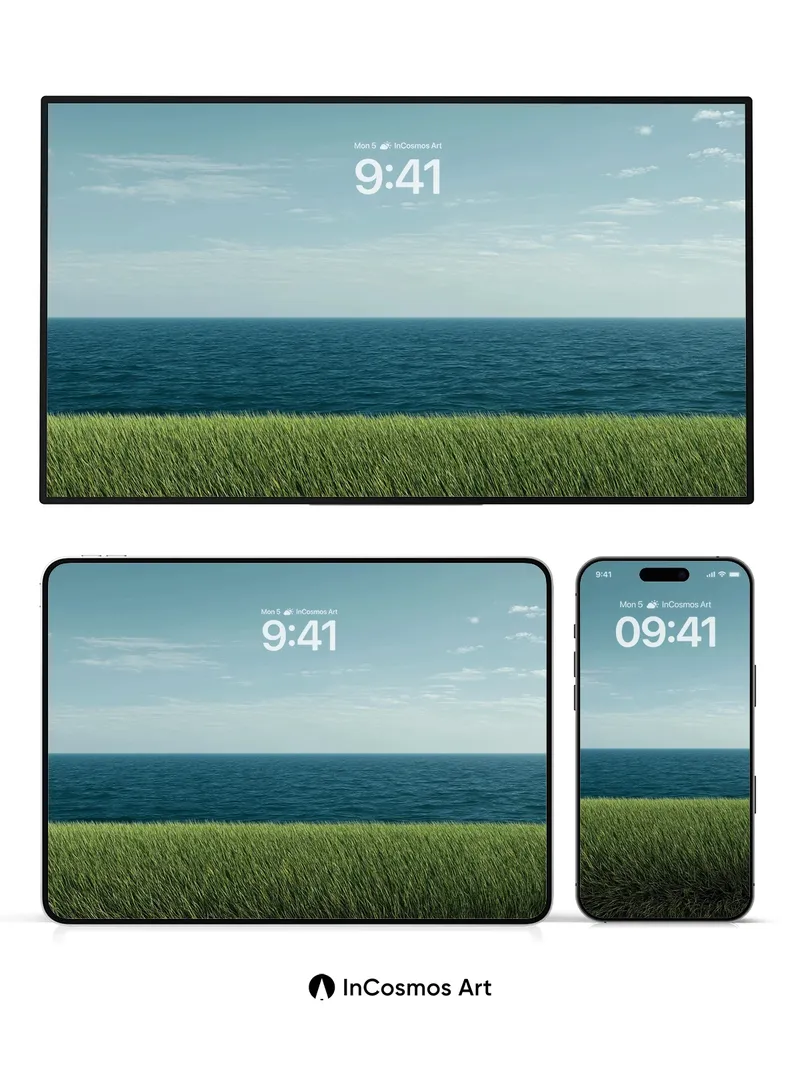 Serenity Horizon Wallpaper with Infinite Grass