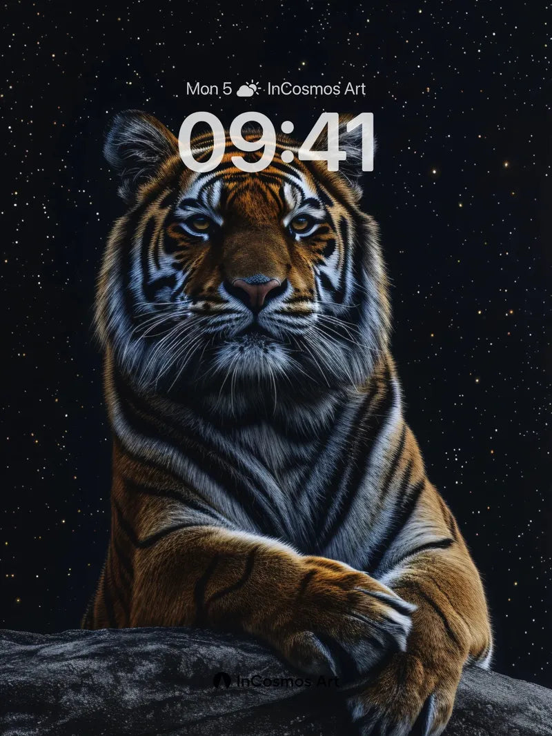Stellar Tiger Wallpaper with Cosmic Gaze